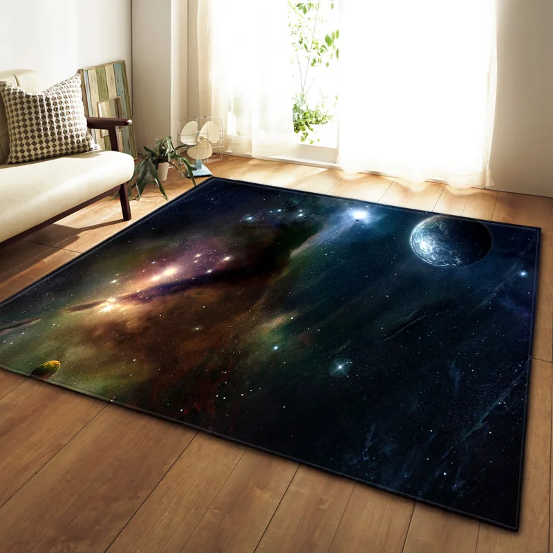 3D Galaxy Space Stars Carpets for Living Room Bedroom Area Rug Parlor Tea Table Decor Mat Soft Flannel Large Size Rug and Carpet