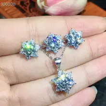 MeiBaPJ настоящий Муассанит комплект ювелирных изделий из драгоценных камней серебро 925-й пробы классический цветок ожерелье серьги кольцо Свадебные украшения для женщин