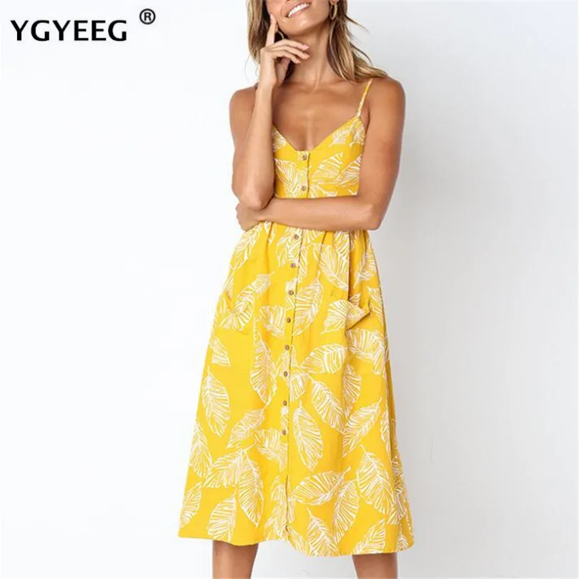 yellow spaghetti strap sundress