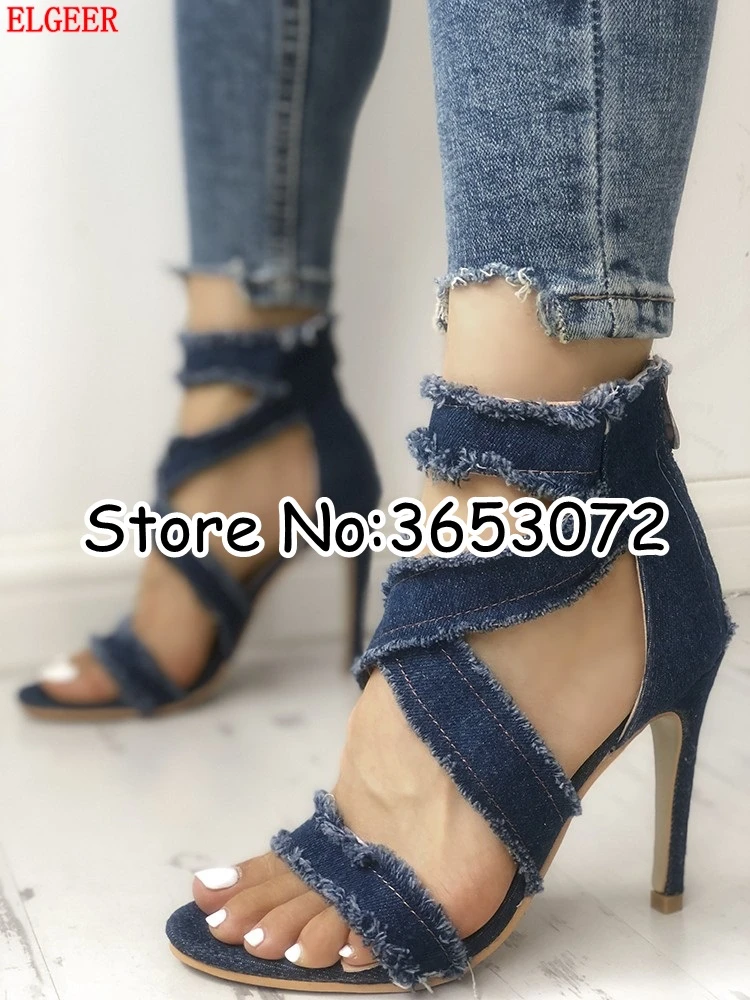denim stiletto heels