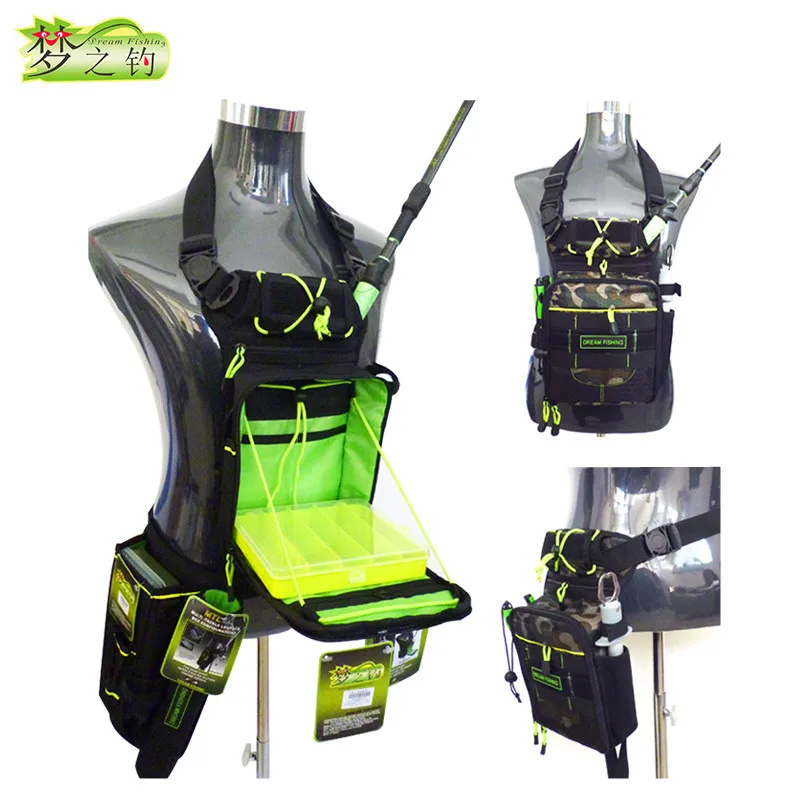 Многофункциональные сумки для рыболовных снастей DREAM FISHING 17*6*22 см + нагрудная