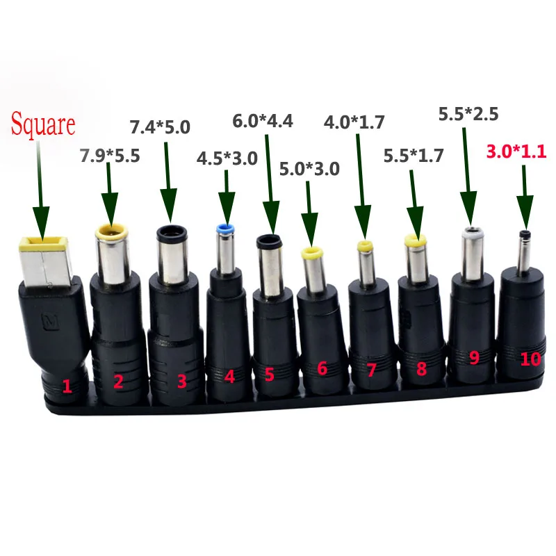 

10pcs/Set 5.5x2.5mm Multi-type Male Jack for DC Plugs for AC Power Adapter Computer Cables Connectors for Notebook Laptop