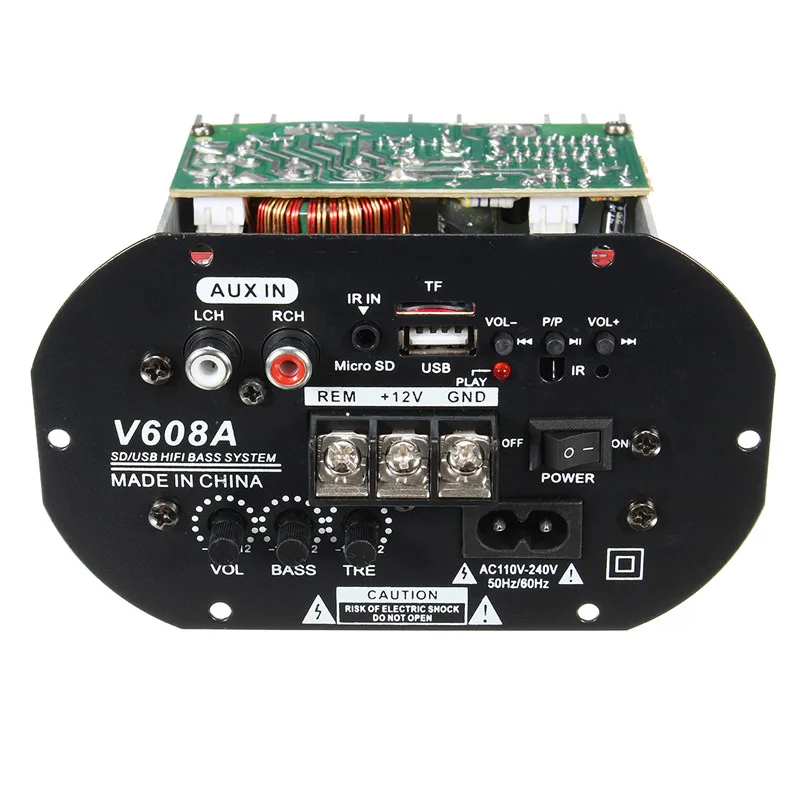 80 Вт высокомощный бас автомобильный сабвуфер Hi-Fi усилитель плата TF USB 12 В/110-220 В домашний кинотеатр усилители