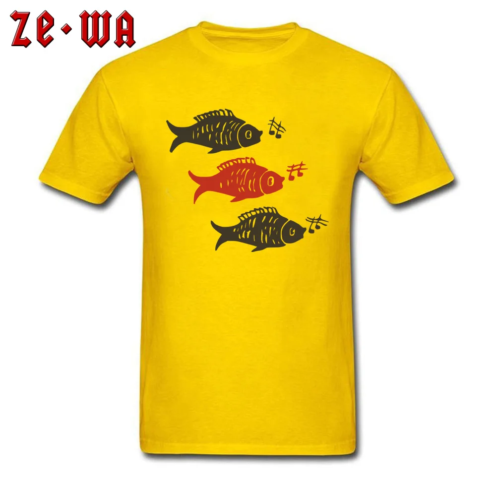 fish 293918 Design VALENTINE DAY 100% Cotton Crewneck Mens T Shirt Leisure Clothing Shirt Faddish Short Sleeve T-Shirt fish 293918 yellow