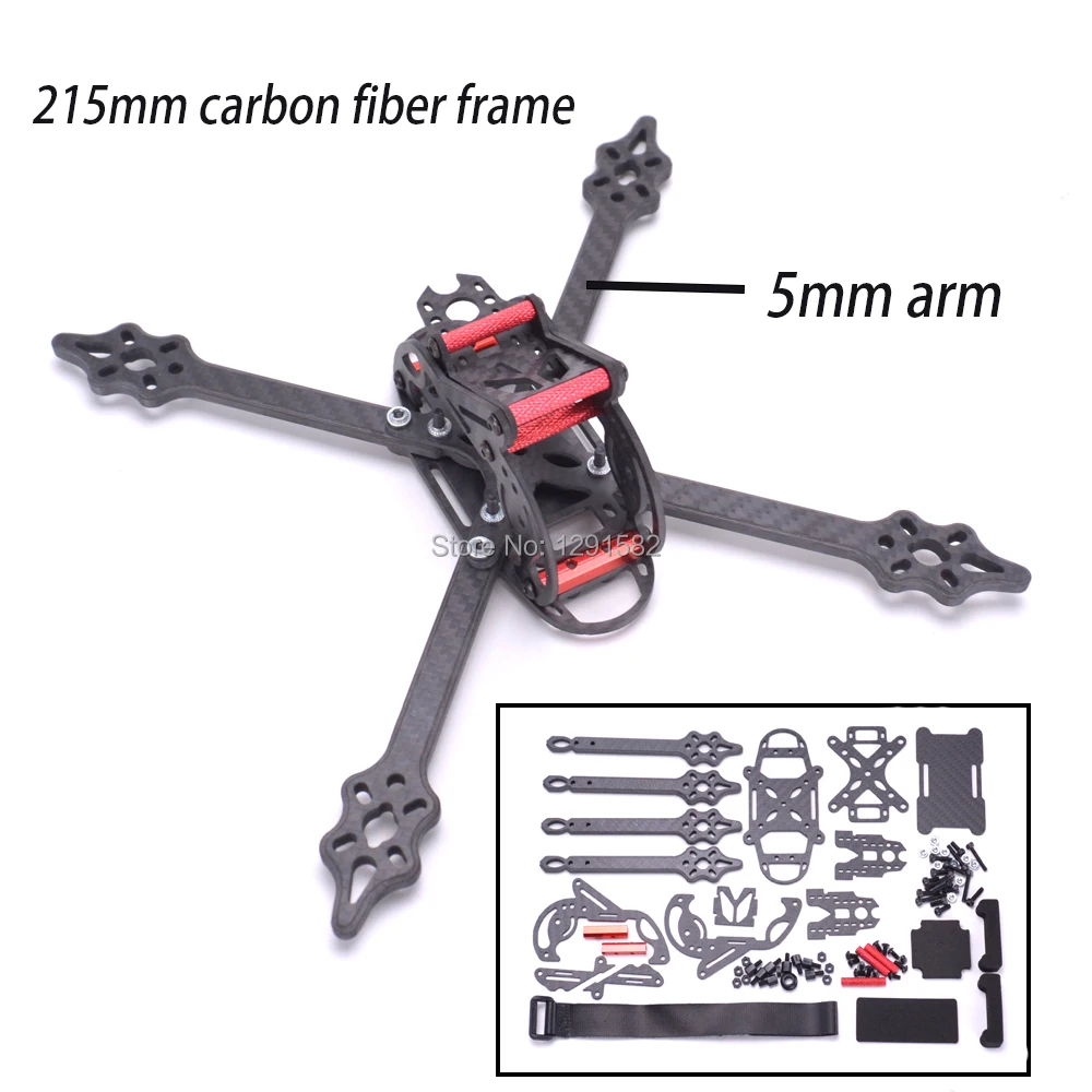 

DIY 215 215mm FPV Carbon fiber Quadcopter frame with 5mm arm support F3 / Naze32 controller board for RC Racing drone