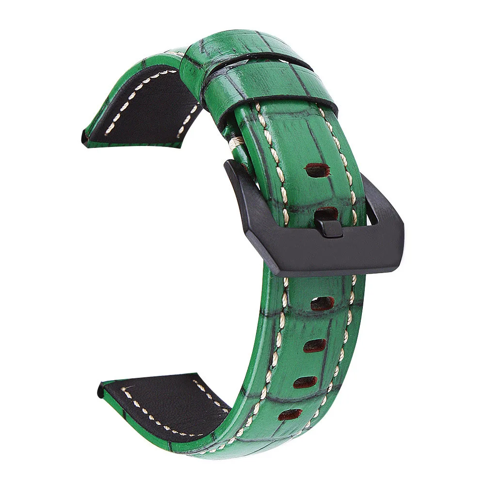 Watch Strap For Samsung Galaxy Gear s3 22mm leather Galaxy 42 46mm Watchband Sport Loop 24mm 26mm Band - Цвет ремешка: green