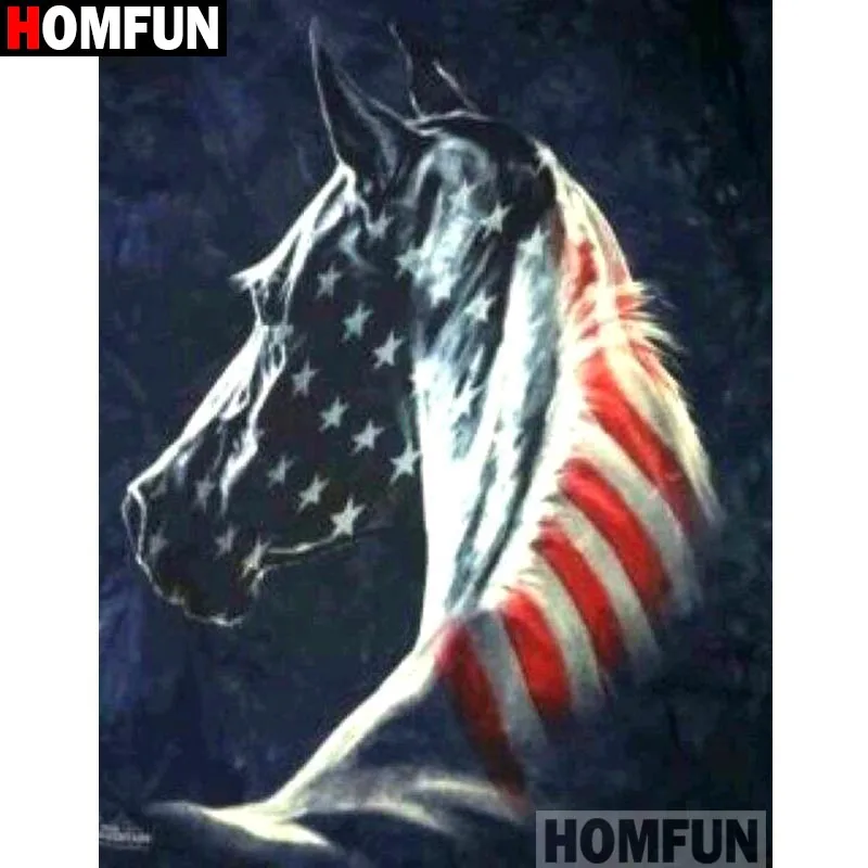HOMFUN Full Square/Round Drill 5D DIY Diamond Painting &quotAnimal horse&quot Embroidery Cross Stitch Home Decor Gift A16742 | Дом и сад