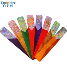 Творческий ручной росписью цветок деревянный Закладки S Античный Ретро Вуд Закладки тикового дерева наполовину цвет Закладки S для школьные m100