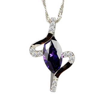 

Purple Crystal Dancing Style Pendant Necklace Sterling Silver Women Party Accessories Statement Love Jewelry For Her