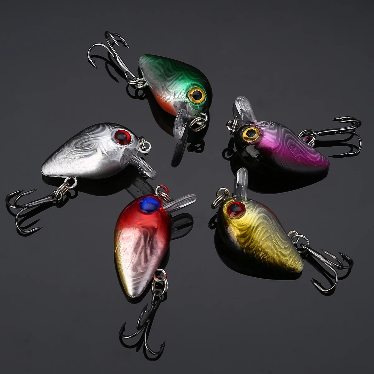  5PCS/Lot Crank Topwater Swim bass Mini fishing Lure 3cm Crankbaits Hard Crank Bait Hooks Tackle For