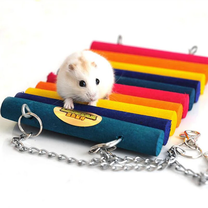 Colorful Hamster Wooden Hanging Bed Small Pet Animal Toy Totoro Hammock Hamster Play Toy Cage