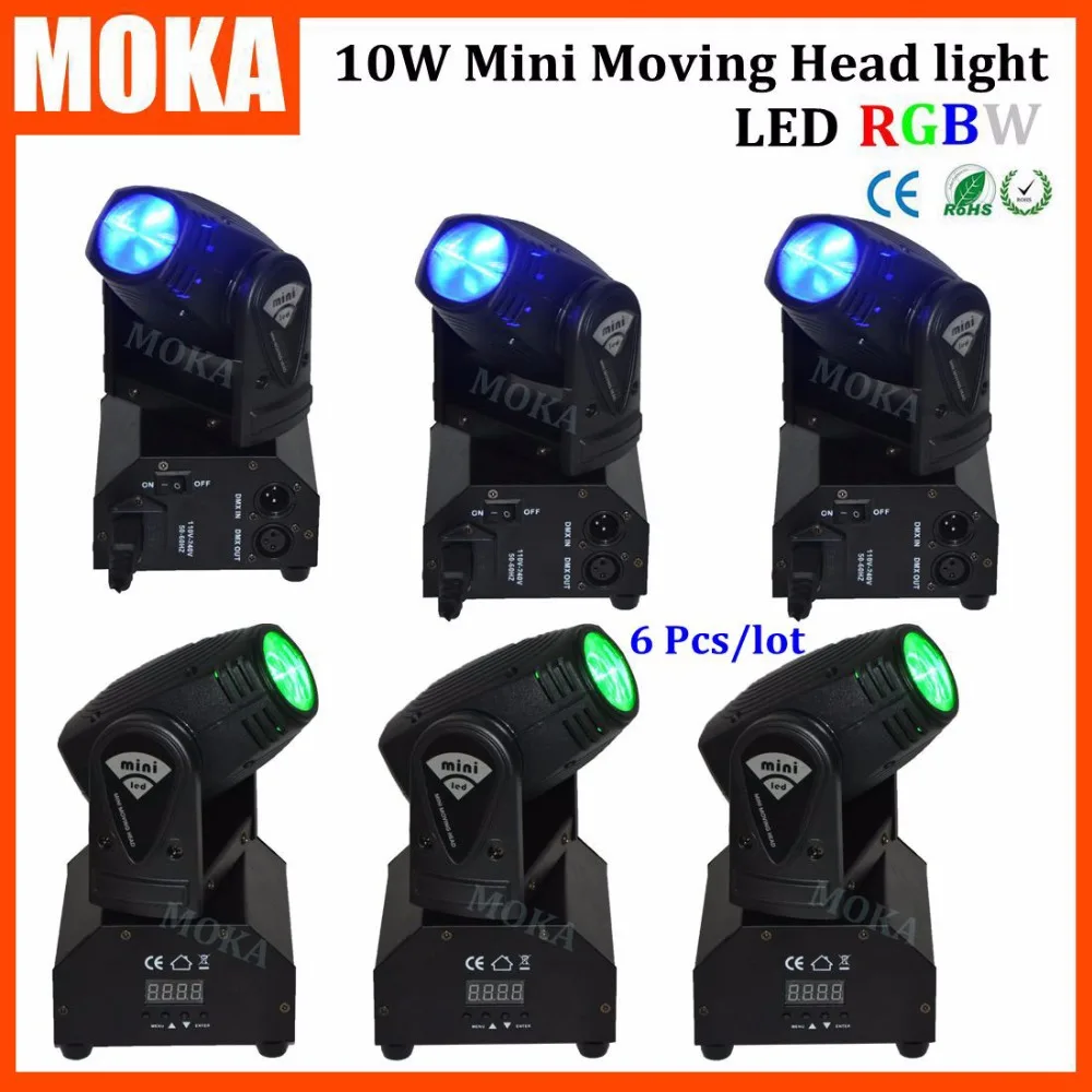 6Pcs/lot 10W Mini LED Moving Head Light 4 in 1 color moving led head Party lights for Disco KTV Night Bar 6Pcs/lot 10W Mini LED Moving Head Light 4 in 1 color moving led head Party lights for Disco KTV Night Bar