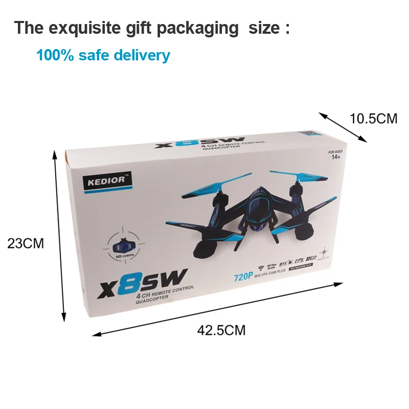 Kedior X8SW Радиоуправляемый Дрон Quadricopter С Камера 720 P WI FI FPV системы или 1080 HD без Мода