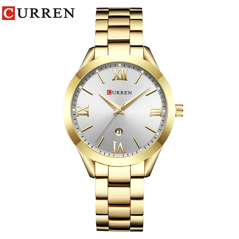 gold white CURREN золотые часы женские креативные стальные женские часы с браслетом женские часы Relogio Feminino Montre Femme - Цвет: gold white