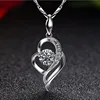 KOFSAC Cadena de plata fina 925 collar tipo gargantilla de lujo cristal CZ collares con colgantes de amor y corazones para mujeres fiesta joyería regalos ► Foto 3/5