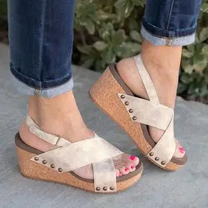 

WENYUJH Women Wedge Sandals Ladies Shoes Woman Summer Chaussure Pumps Cross-tied High Heels Platform Zapatos Mujer