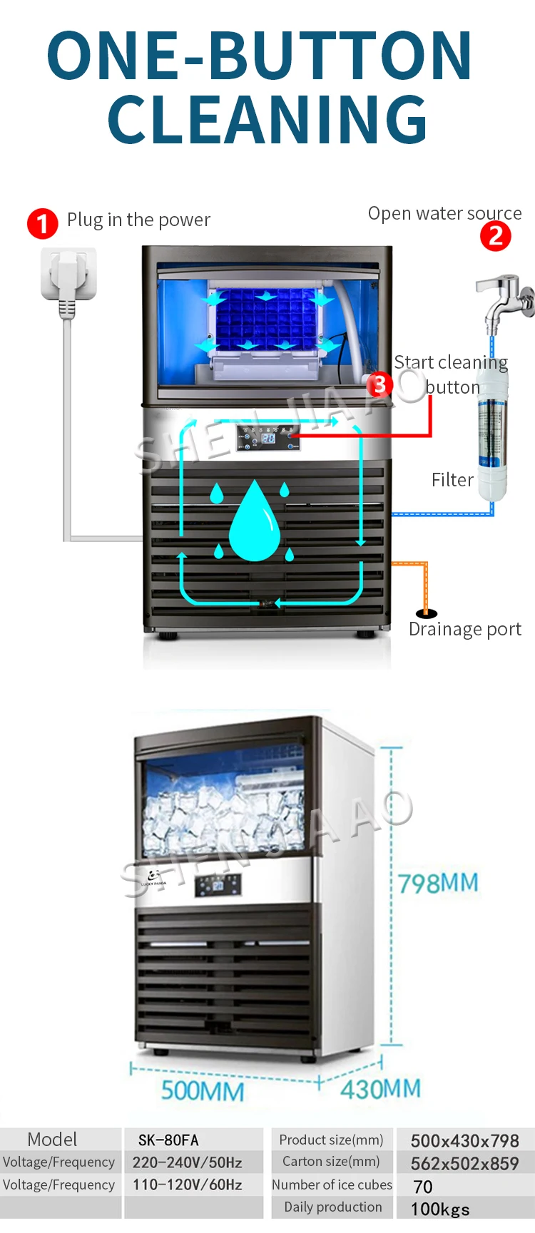 110 V/220 V машина для приготовления льда коммерческий молочный-инструменты для приготовления кофе и чая/маленький бар/кафе полностью автоматическая большой аппарат для кубиков льда 100 кг/24 ч машина для производства льда