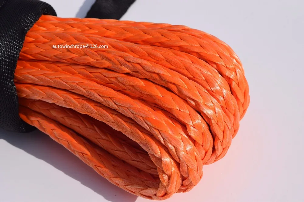 شحن مجاني 8 ملليمتر * 15 متر البرتقال الاصطناعية ونش حبل ل الروافع الكهربائية ، البلازما ونش كابل ، atv ونش الخط للمركبة