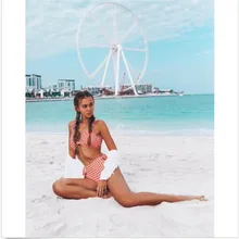 Купальники женские горячие сексуальные женские бикини с эффектом «пуш-ап» Набор Купальники Полосатый купальник купальный костюм пляжный купальный костюм для женщин Летний