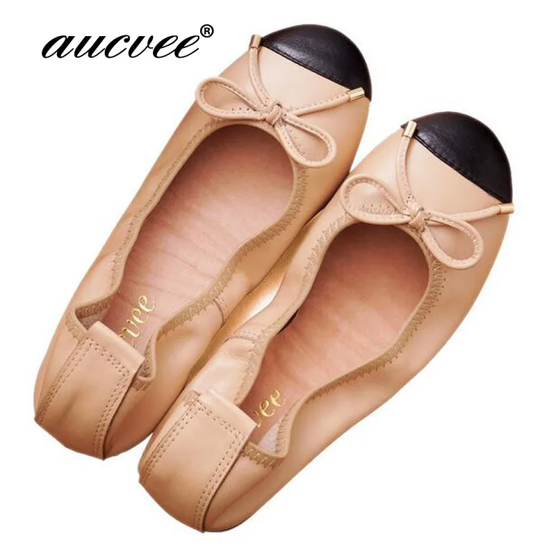 foldable leather ballet flats