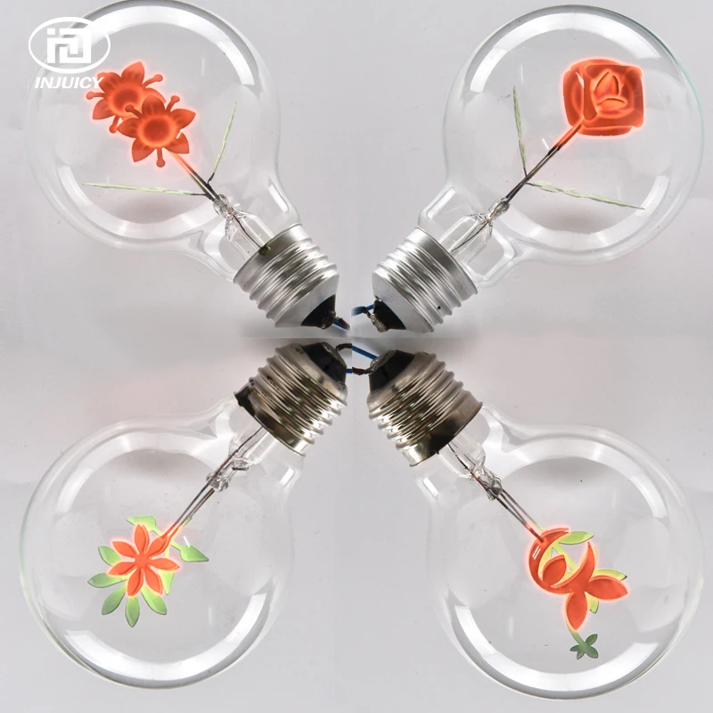 Parafuso de Poupança de Energia Fonte de Luz Decoração da Lâmpada de Iluminação Vindima Edison Lâmpada Flores Criativas Paisagem Interior G80 E27