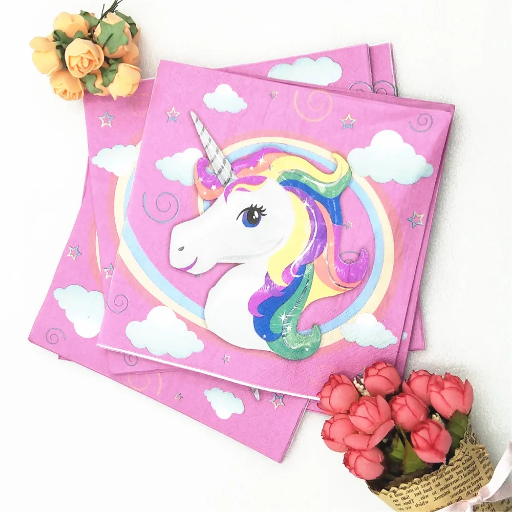 

20pcs/lot Unicorn Party Supplies Unicorn Paper Napkins Favors Unicorn Birthday/Christmas Party Decoration