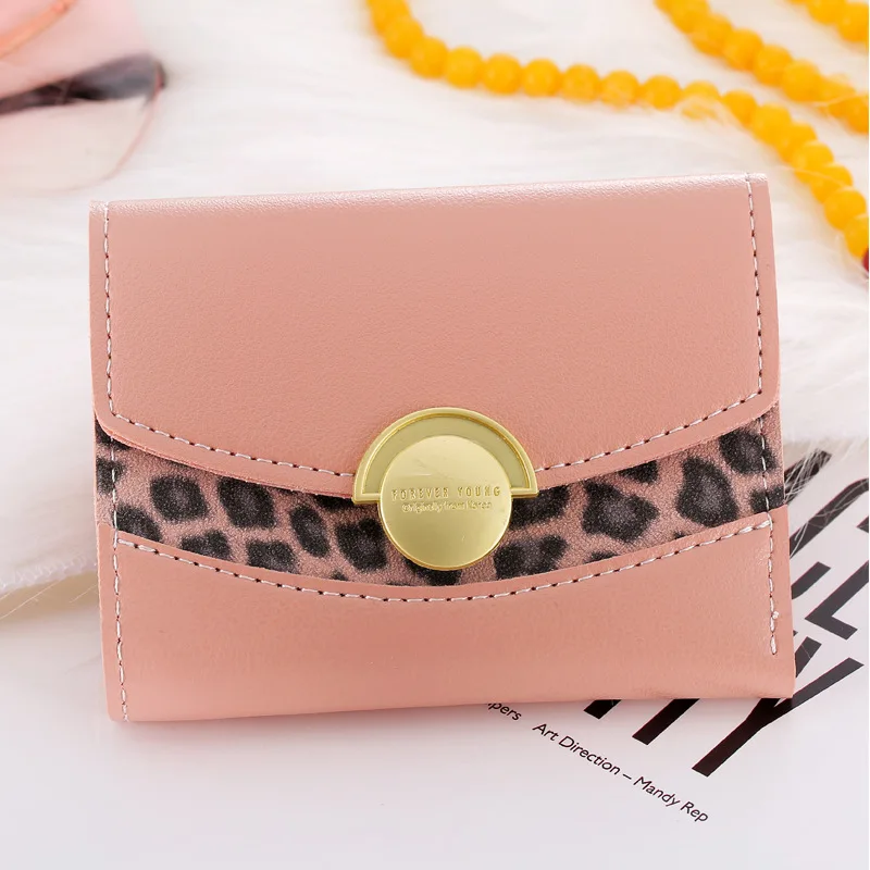 Женские бумажники леопардовой расцветки Короткие Кошельки для карт держатель