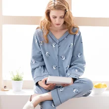 Для женщин мультфильм пижамы с принтами комплект из чистого хлопка свободное сексуальные пижамы с v-образным вырезом для женщин мягкая ткань Женское ночное белье Для женщин s для подростков; Ночная