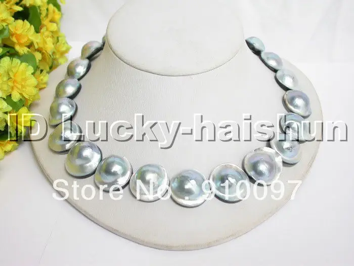 

>>>21MM 100% NATURAL GRAY SOUTH SEA MABE PEARL NECKLACE