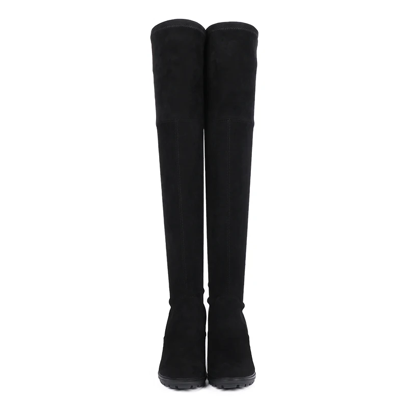 AIMEIGAO Faux Suede Over The Knee Boots High Heels Thigh high Women Boots Comfort Square Heels Plus Size Platform Woman Shoes