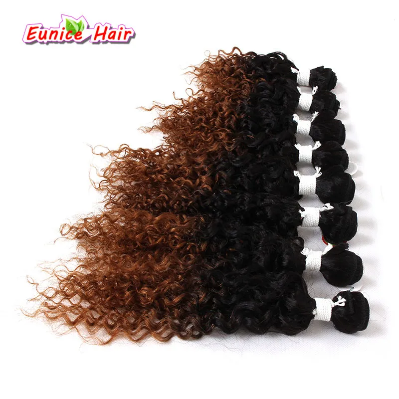 

8pcs/pack Full Head unprocessed kinky curly hair extensions Ombre #1B/30 jerry curly human brazilian hair curly deep wave bundle