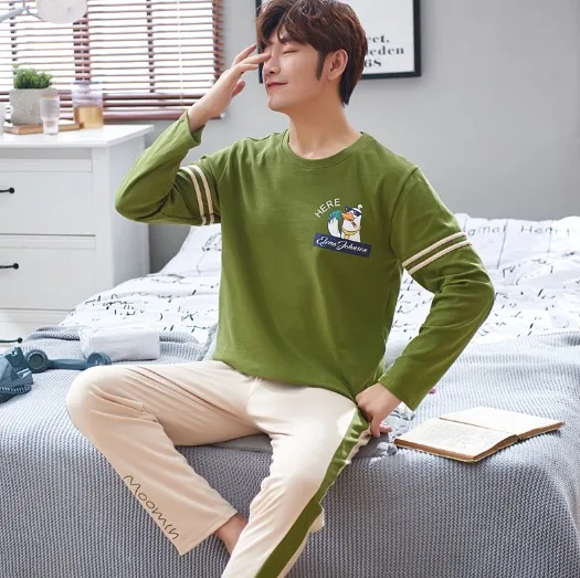 XG1957M Autumn 100%Cotton Pajamas For Couple Cartoon Pajama Set Winter Pyjamas Women Long Sleeve Round Neck Cute Soft Plus Size Pijamas - Цвет: XG1957M