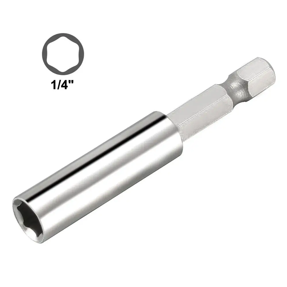 uxcell New Hot 5pcs 6pcs Universal 1/4" Quick Change Shank Hex Magnetic Nut Setter 60mm 100mm Length CR-V Magnetic Hex Socket