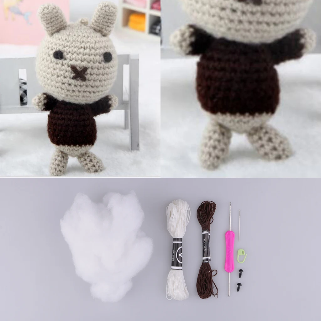 Handmade DIY Rabbit Doll Toy Crochet Kit Amigurumi Kit for Kids Beginners Crafts