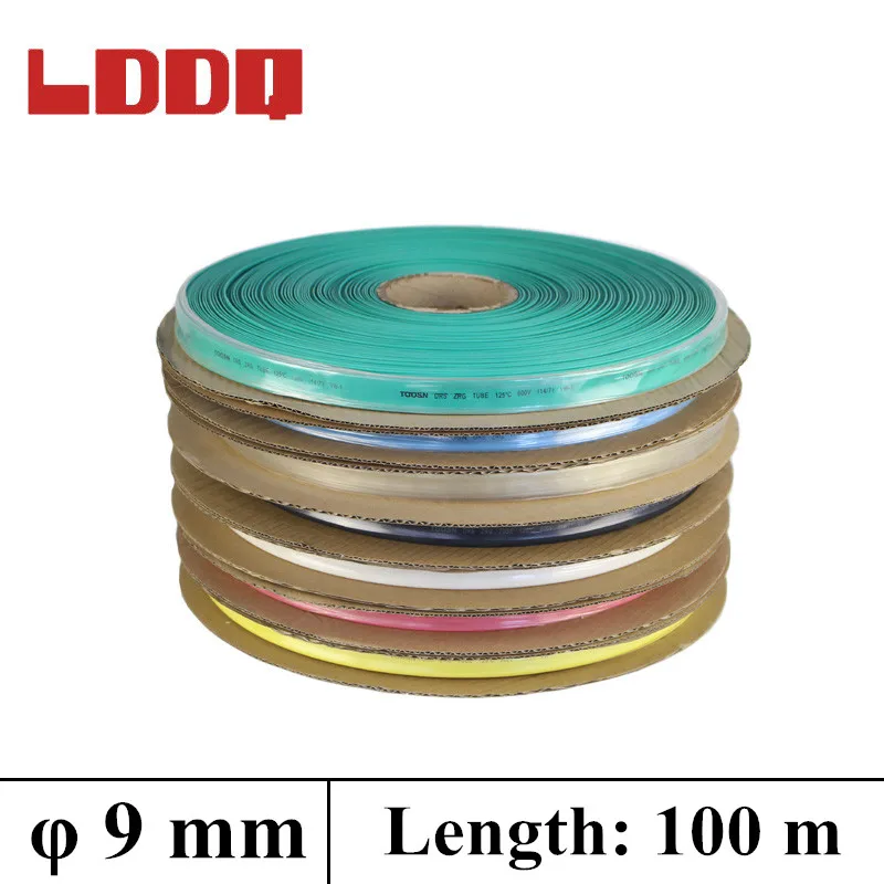 

LDDQ 100m Heat Shrink Tubing Tube Sleeve 9mm Shrinkable Tube 7colors Available Insulation Sleeve Ratio 2:1 Heatshrink Wrap Wire