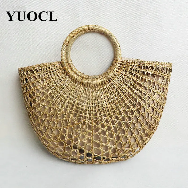 

Summer Crossbody Bags For Women 2018 Luxury Handbags Women Bags Designer Famous Brand Ladies Rattan hollow out Wicker Straw Bag