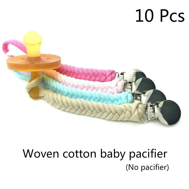 

10 Pcs Woven Cotton Baby Pacifier Chain Clips Braided Belt Clip Nipple Holder Chain for Infant Baby Accessories