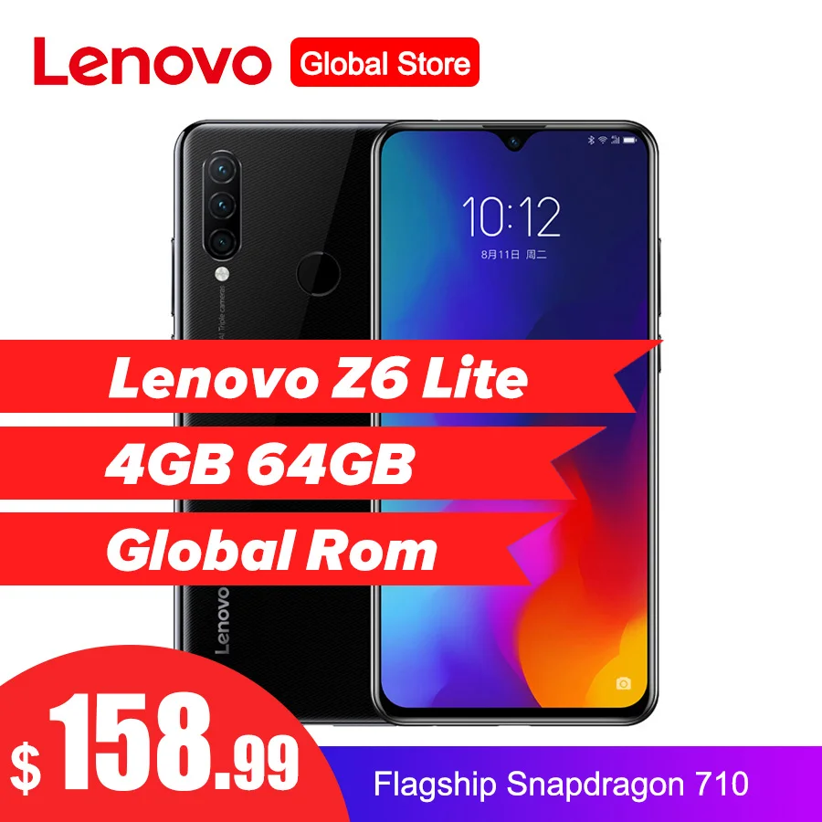 

Lenovo Z6 Lite 6.3'' 4GB 64GB Smartphone Octa Core Triple Back Cams 19.5:9 Waterdrop 4050mAh 4G LTE OTA Mobile Phone
