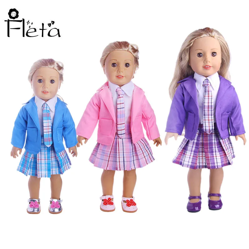 

Fleta Doll Clothes School Style Cute School Uniform For 18-Inch Or 43-Cm American Doll Generation Doll Accessories