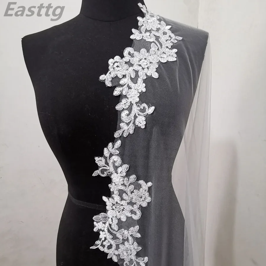 Ivory Wedding Veil 3M Long Lace Cathedral Bridal Accessory #3