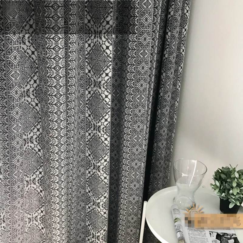 

Custom curtains high grade Simple Modern Scandinavian Style Creative Geometric cloth blackout curtain tulle drapes N490