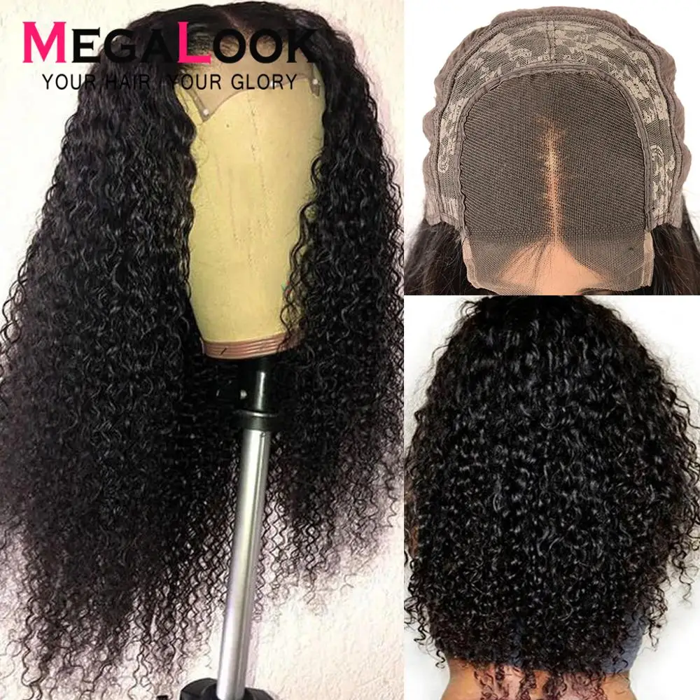 Comprar Pelucas rizadas del cierre de la peluca del pelo humano para las mujeres negras peluca del cierre del cordón de 30 pulgadas peluca Remy Megalook 180% densidad peluca del cierre peruano 4x4