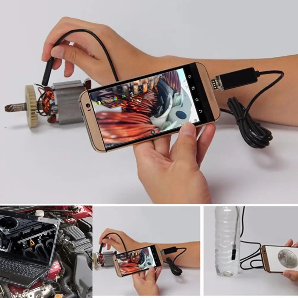 

2M 1M 5.5mm 7mm Endoscope Camera Flexible IP67 Waterproof Inspection Borescope Camera for Android PC Notebook 6LEDs Adjustable