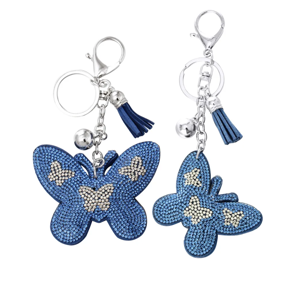 

Lucky Butterfly Pendant Tassel Crystal Rhinestone Keyrings Key Chains Holder Purse Bag For Car Christmas Gift Keychains Jewelry