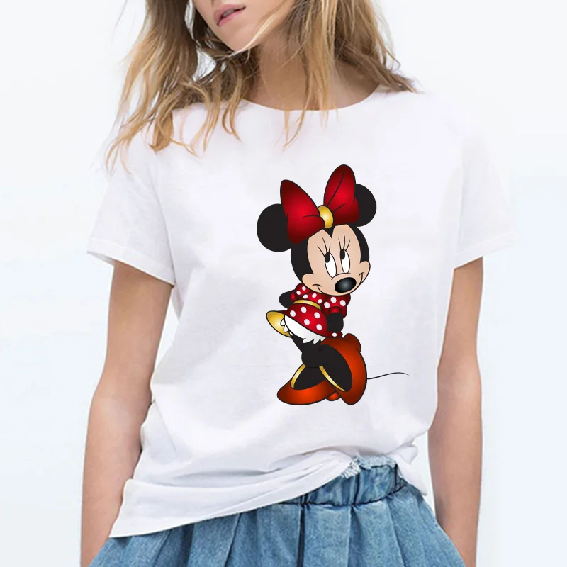 

2019 new arrival Girl funny women t shirt Minnie print summer top o neck short sleeve casual cartoon harajuku women shirts