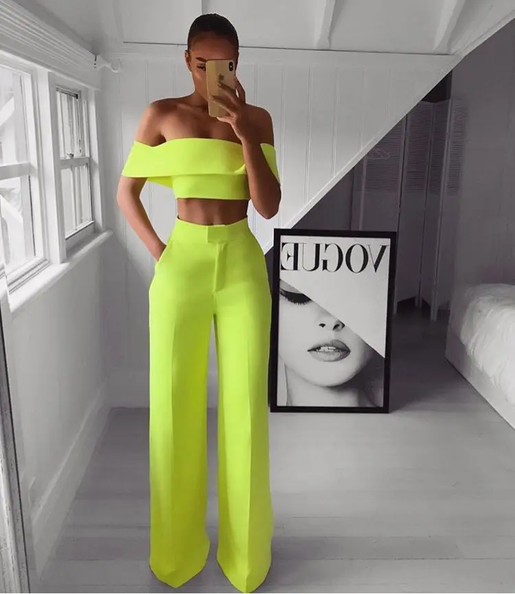 

High Quality Green Off The Shoulder 2 Pieces Set Fashion Set Cocktail Party Set