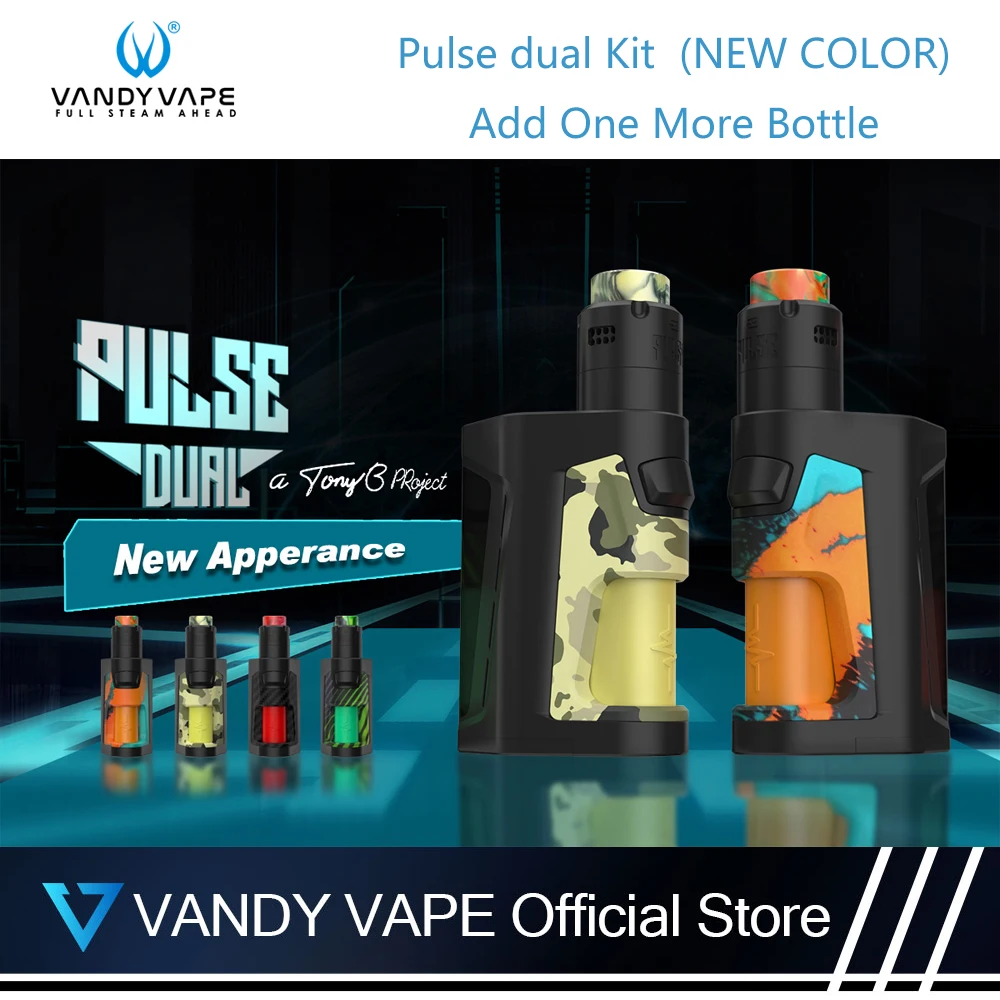 

Original Vandy vape Pulse Dual Kit New Colors 220W With Pulse Dual Mod Pulse V2 RDA Atomizer Without 18650 Battery