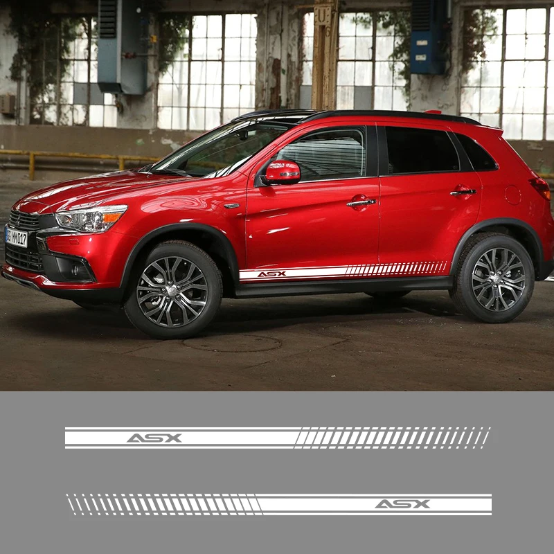 2 шт. наклейки для автомобилей с полосками сбоку виниловая графика Mitsubishi