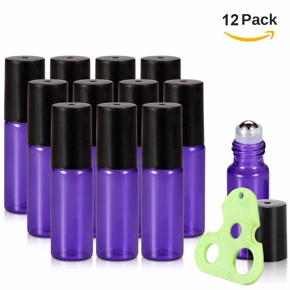 5ml Roller Bottles for Essential Oils Lyons Blue Glass Roll on Bottles