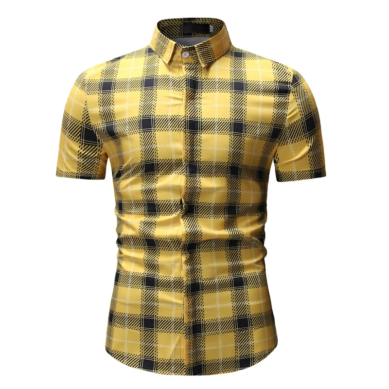 MOGU брендовые летние Гавайский Стиль Для мужчин короткий рукав блузка Slim Fit
